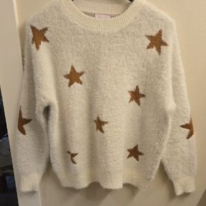 Pink Lily Soft Star Sweater - Cream and Brown